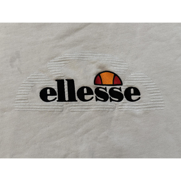 Ellesse Sweatshirt Mens Medium Gray Crewneck Embroidered Logo Tape Side Stripe - Picture 3 of 9